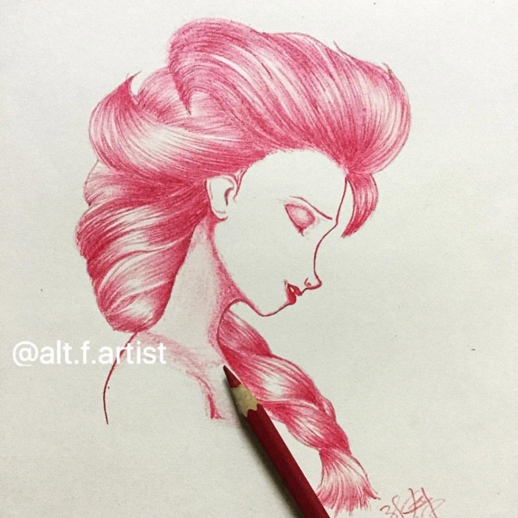 Elsa Monochromatic Colored Pencil Study