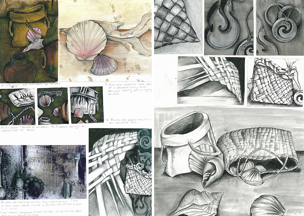 Shells and weaving: IGCSE sketchbook